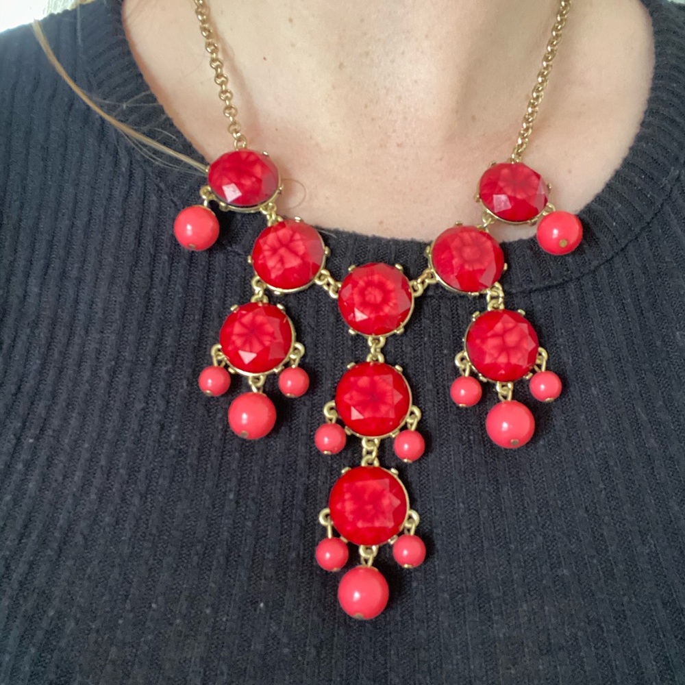 Red statement necklace